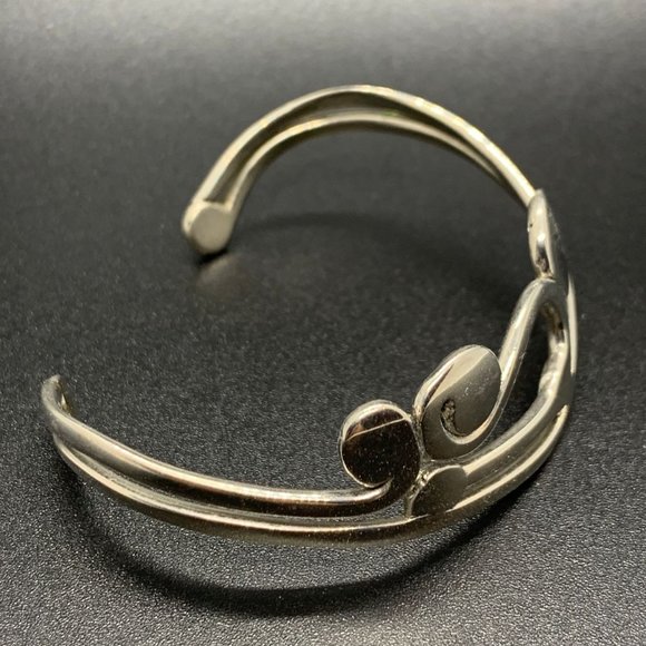 Vintage Silver Tone Modern Organic Swirly Freeform Cuff Bracelet - Picture 2 of 4